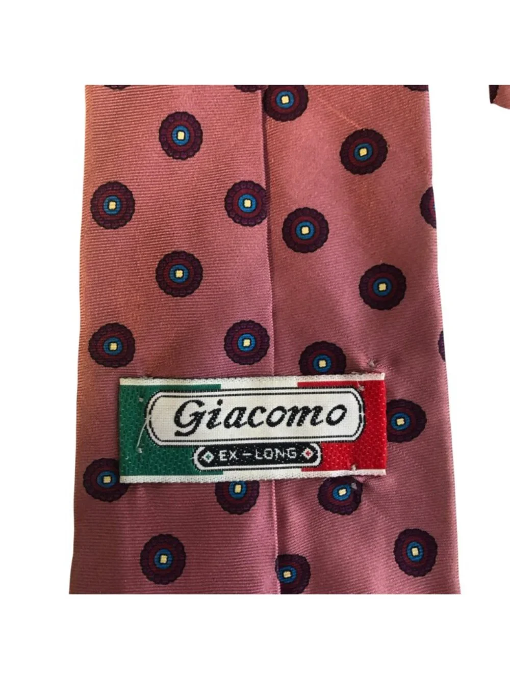 Giacomo Silk Tie Extra Long Pink Patterned Italy Accessory Office Formal Gift